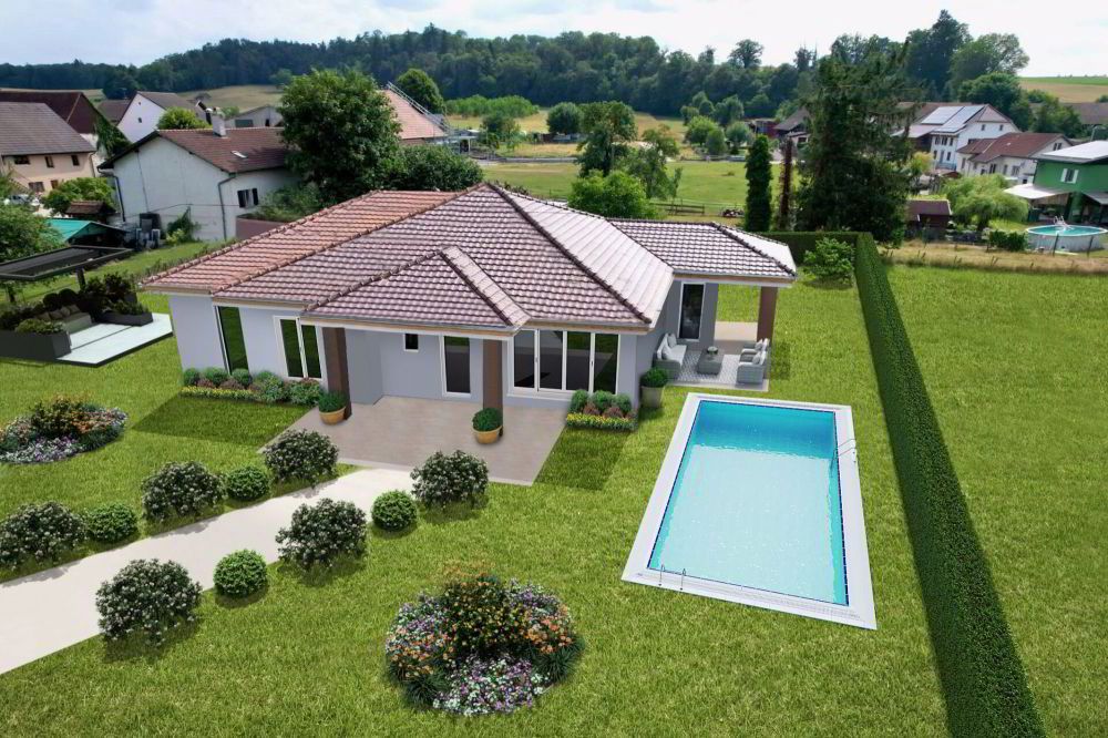 Maison neuve avec piscine et beaucoup d'espace