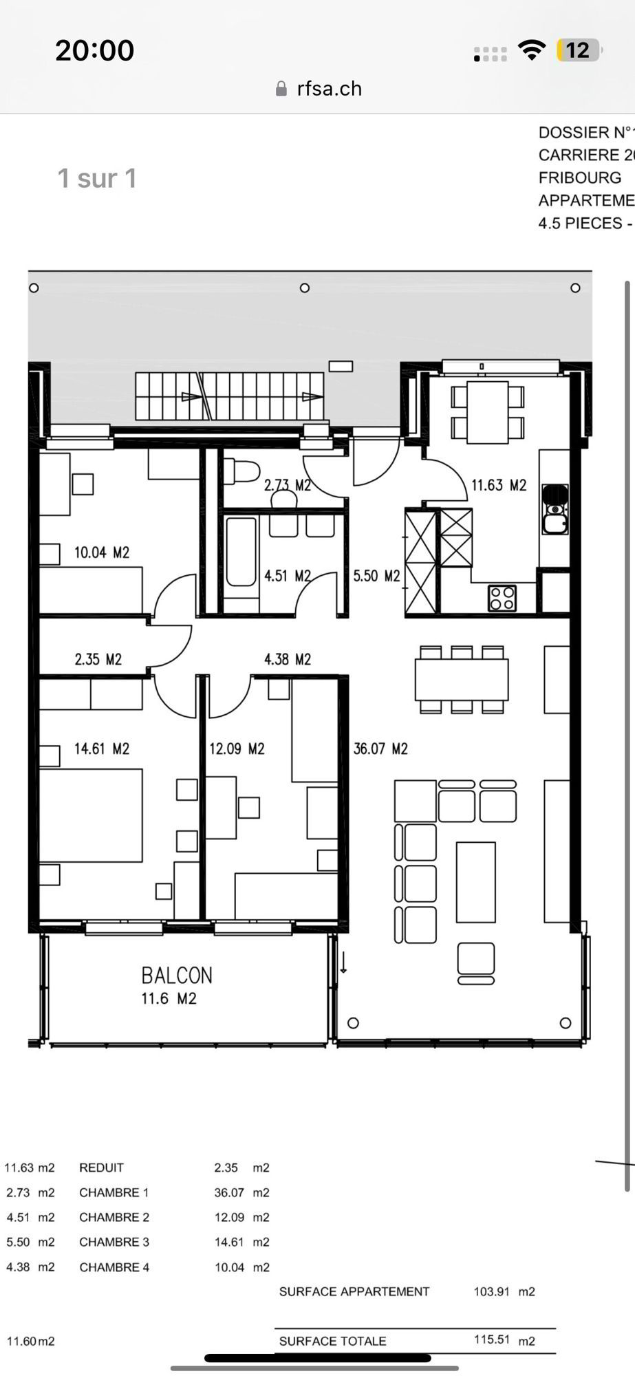 Appartement Fribourg - 4.5 pièces