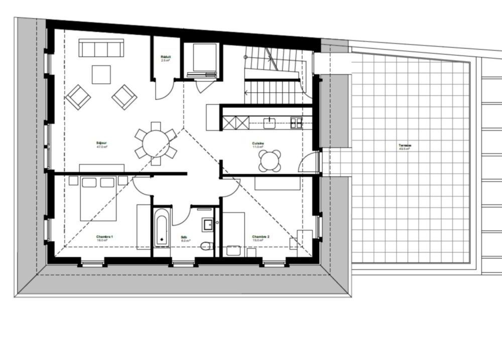 Splendide duplex neuf de 4.5 pièces avec vue sur l’Abbatiale!