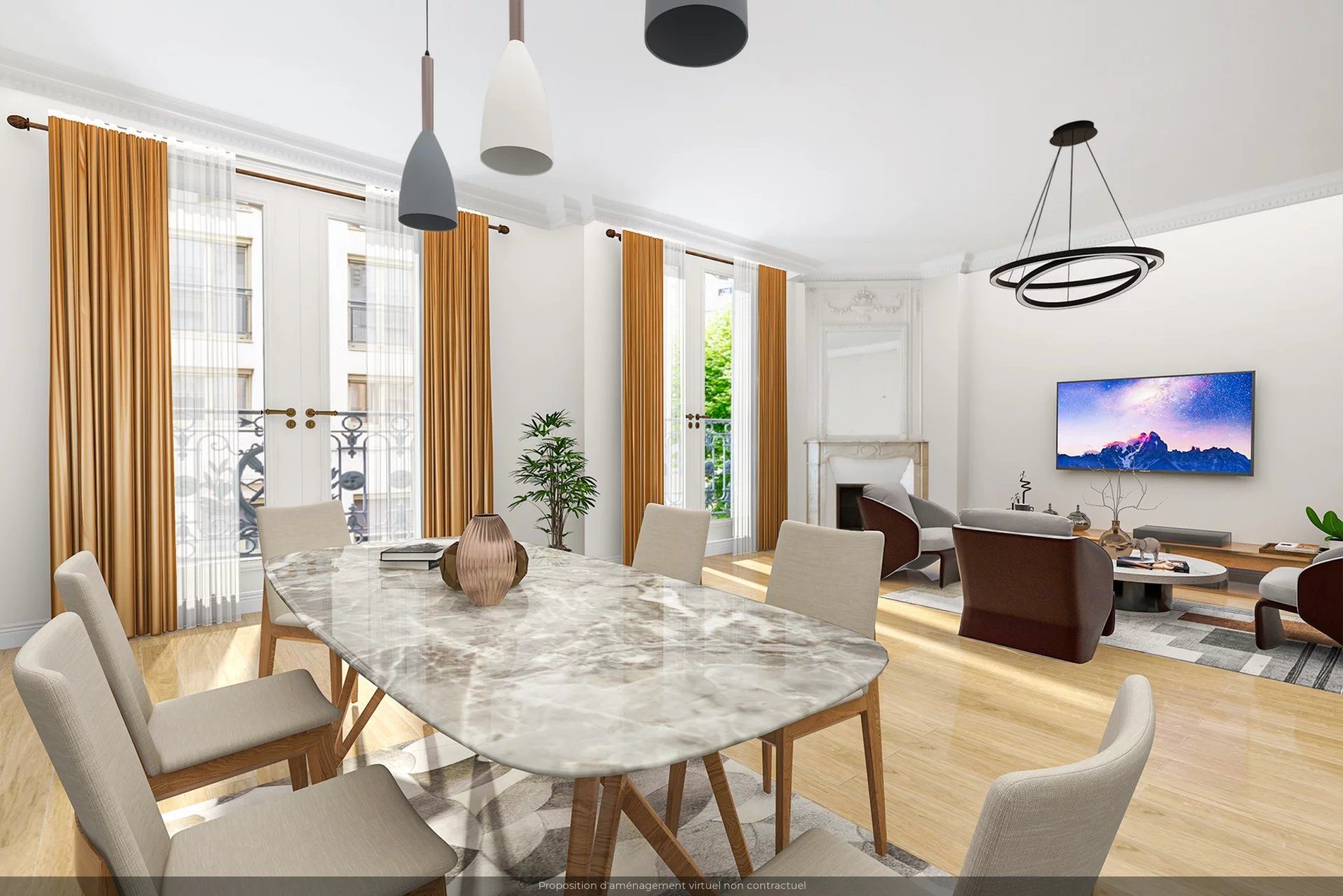 Appartement Exceptionnel à proximité du Sacré-Cœur et de la Rue Caulaincourt.  4 pièces de 93m² avec balcons et vues dégagées. Parquet moulures et cheminées